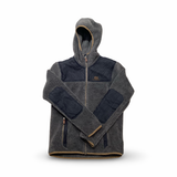 Grey Elevenate Glacier Pile Hood men's fleece cardigan with hood, front view against a white background.