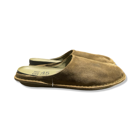 Green Viba Roma men's slippers in size 45, side view against a white background.