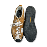 A pair of brown Scarpa Mojito Wrap men's sneakers, shown from above focusing on the upper and outsole against a white background.