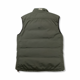 Green Mountain Works women's down vest, back view against a white background.