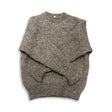 Grey knitted crew neck men's sweater, front view against a white background.