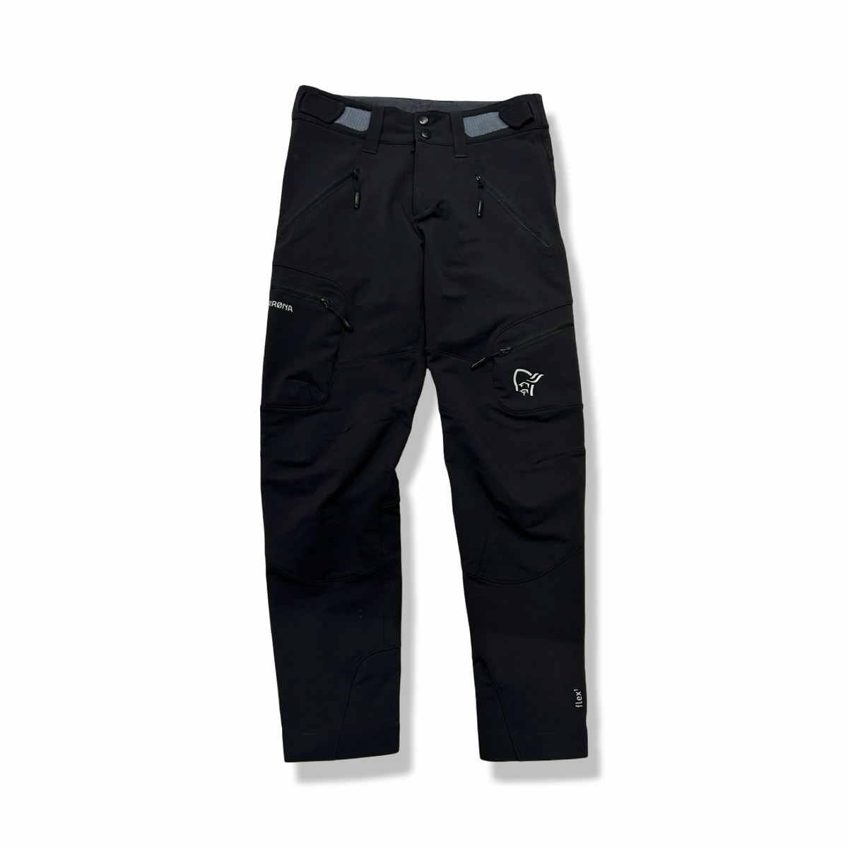 Black Norröna women's hiking pants, front view against a white background.