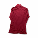 Back view of a pink Ortovox women's thermal top in size M against a white background.