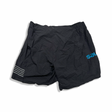 Grå träningsshorts från Salomon S/LAB för herr, fotograferade framifrån mot en vit bakgrund.