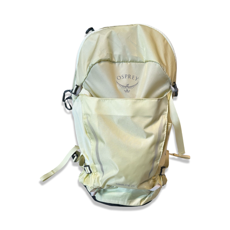 Yellow Osprey HikeLite 26 unisex backpack, front view against a white background.