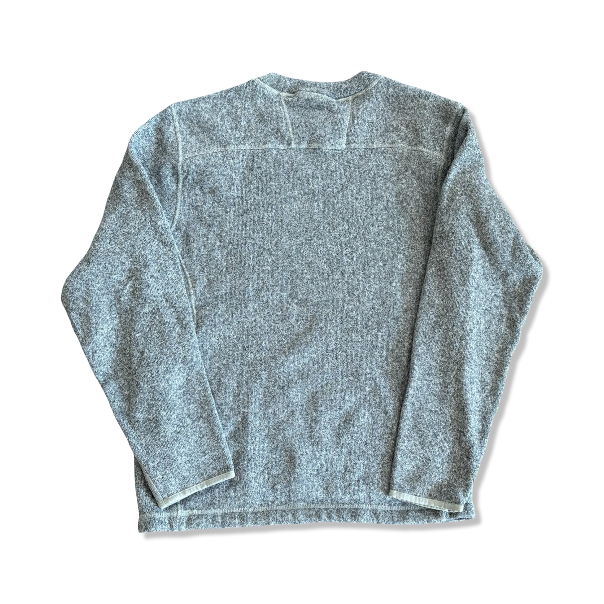 Men's grey melange fleece sweater by Thule, back view against a plain white background.