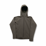 Green Houdini children's Power Houdi fleece cardigan with a hood, front view against a white background.