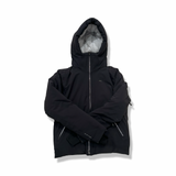 Black J.Lindeberg Astoria women's hooded down jacket, front view against a white background.