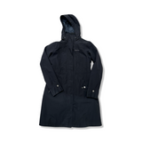 Black Marmot women's hooded shell jacket, front view against a white background.