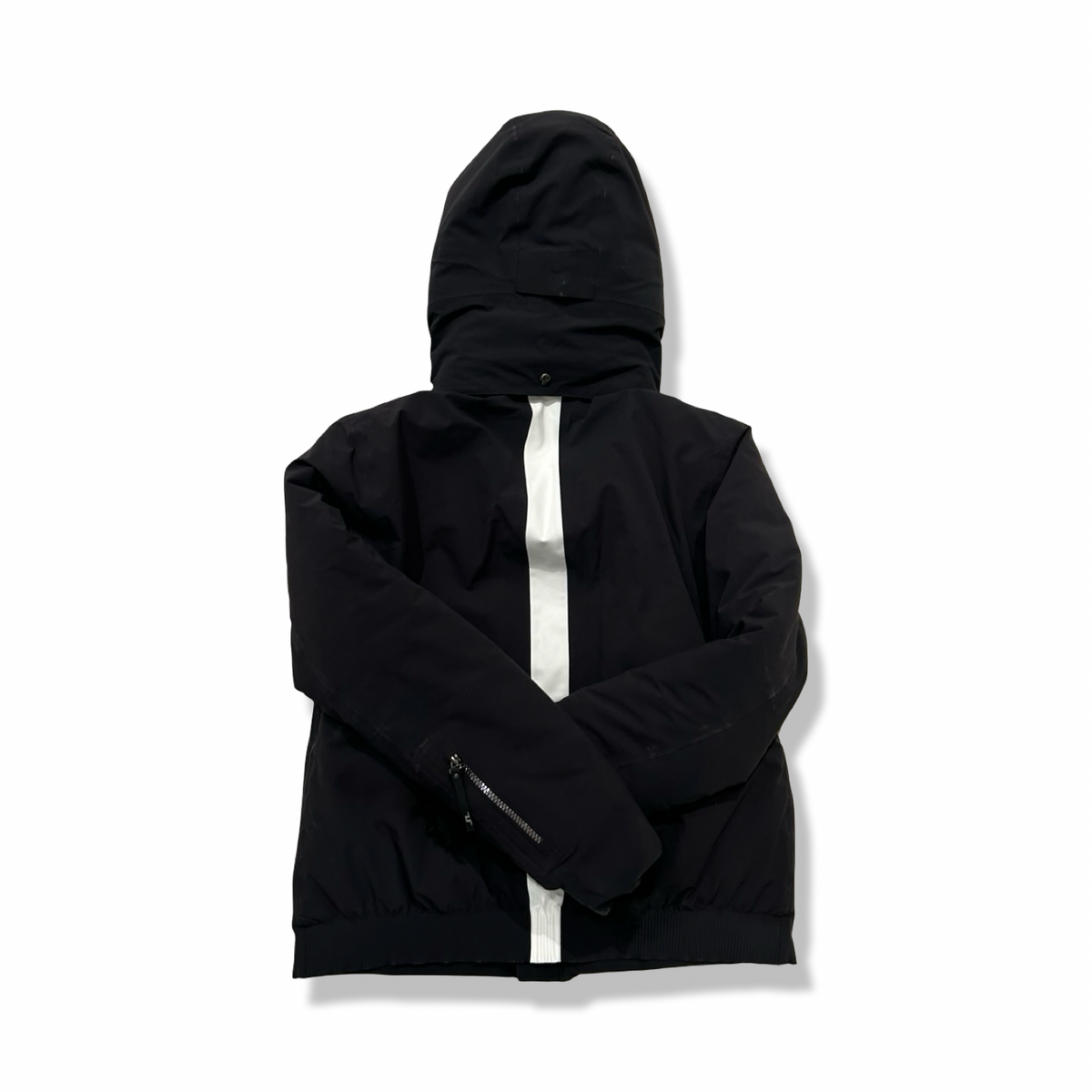 Back view of a black J.Lindeberg Astoria women's ski jacket in size L against a white background.
