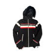 Black 8848 hooded ski jacket with red and white design details, front view against a white background.