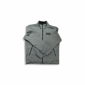 Grön Helly Hansen HP Fleece jacket 2.0 fleecetröja för herr med dragkedja, fotograferad framifrån mot en vit bakgrund.