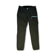 Green Houdini women's hiking pants featuring a zippered pocket, front view against a white background.