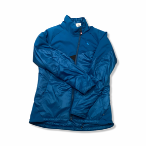 Blue Klättermusen Alv 2.0 women's synthetic jacket, front view against a white background.