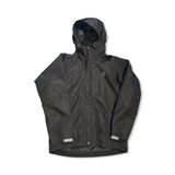Black Haglgfs women's hooded shell jacket, front view against a white background.