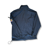 Blue Timberland men's windbreaker jacket in size L, back view against a white background.