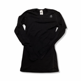 Black Aclima women's base layer top, front view against a white background.