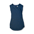 Dark blue Houdini women's dress with zippered pockets, front view against a white background.