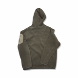 Back view of a brown Arc'teryx men's fleece hoodie against a white background.