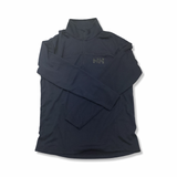 Blue Helly Hansen men's base layer top with a high collar, front view against a white background.