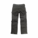 Back view of a pair of grey Lundhags Authentic II kids' hiking trousers in size 146-152 against a white background.