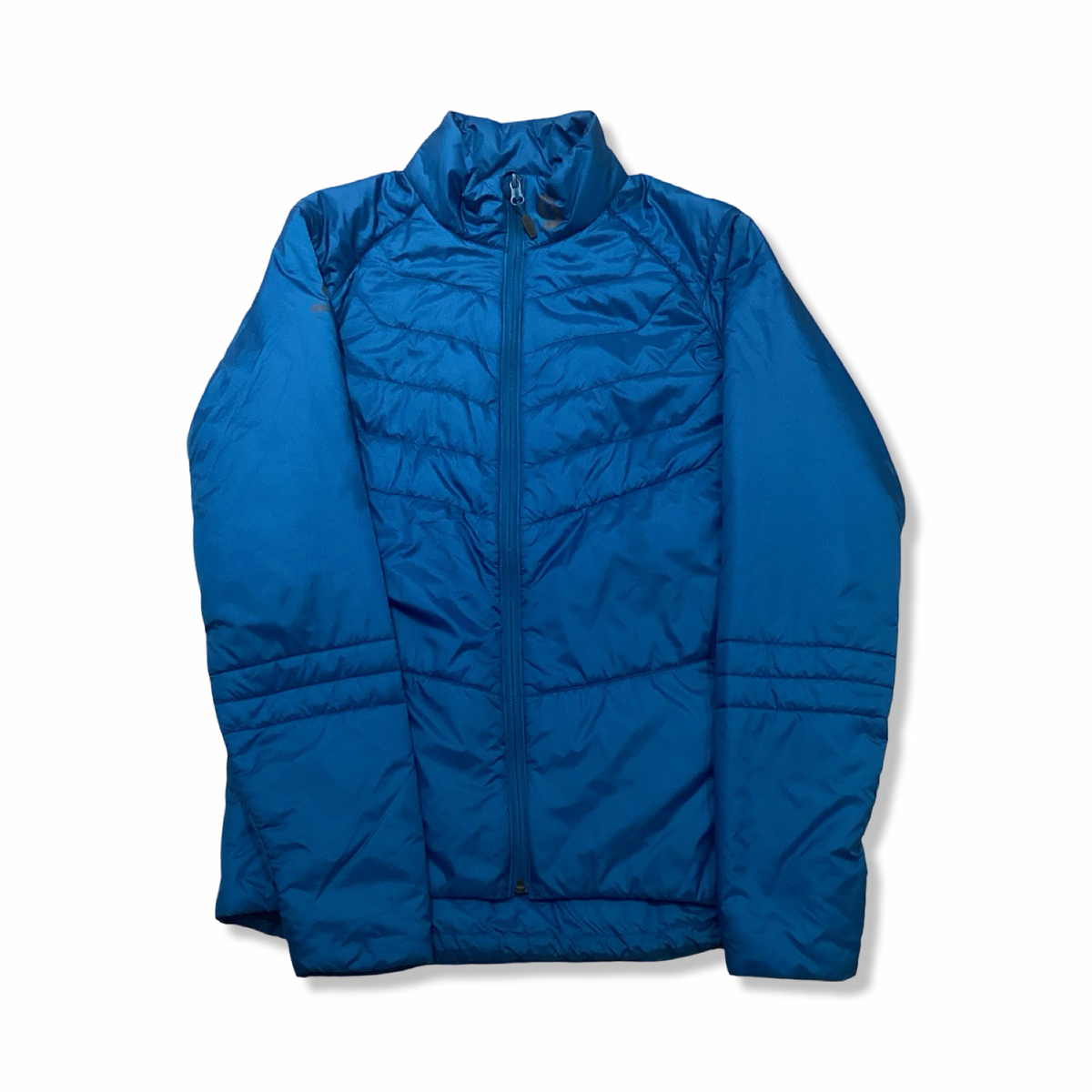 Blue Scott hybrid jacket, front view against a white background.