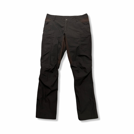 Grey Lundhags women's hiking trousers, front view against a white background.