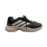 Black and white Adidas men's running shoes, model Gamecourt, side view against a white background.