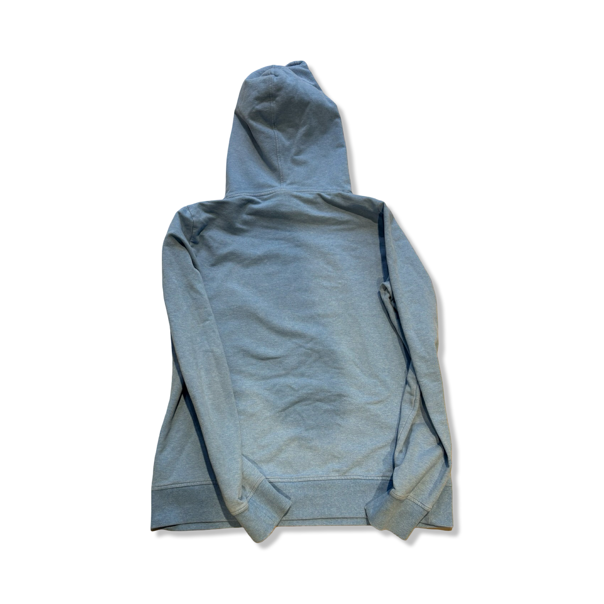 Blå Patagonia Live Simply Market Bike hoodie i mellanvikt sedd bakifrån mot en vit bakgrund.