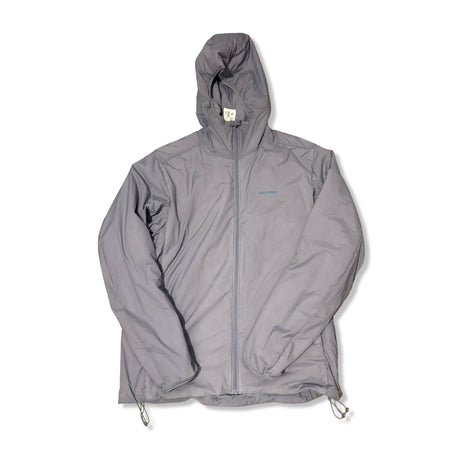 Purple Salomon hooded windstopper jacket, front view against a white background.