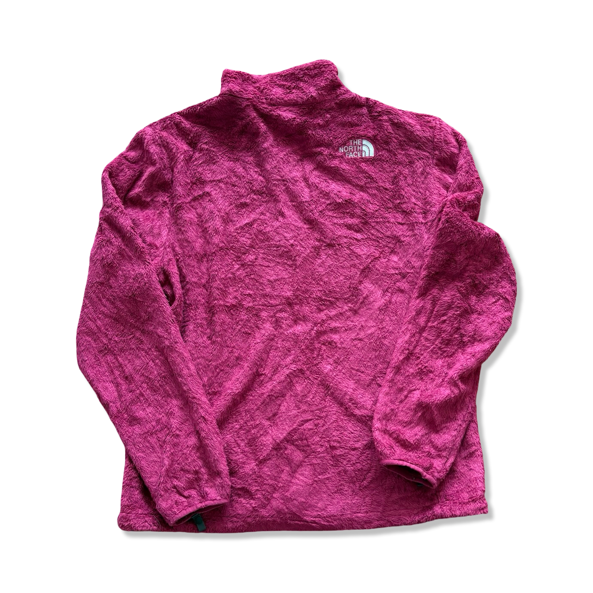 Rosa fleececardigan för dam från The North Face, fotograferad bakifrån mot vit bakgrund.