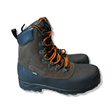 Brown Lundhags Tjakke Mid women's hiking boots with lacing, photographed against a white background.