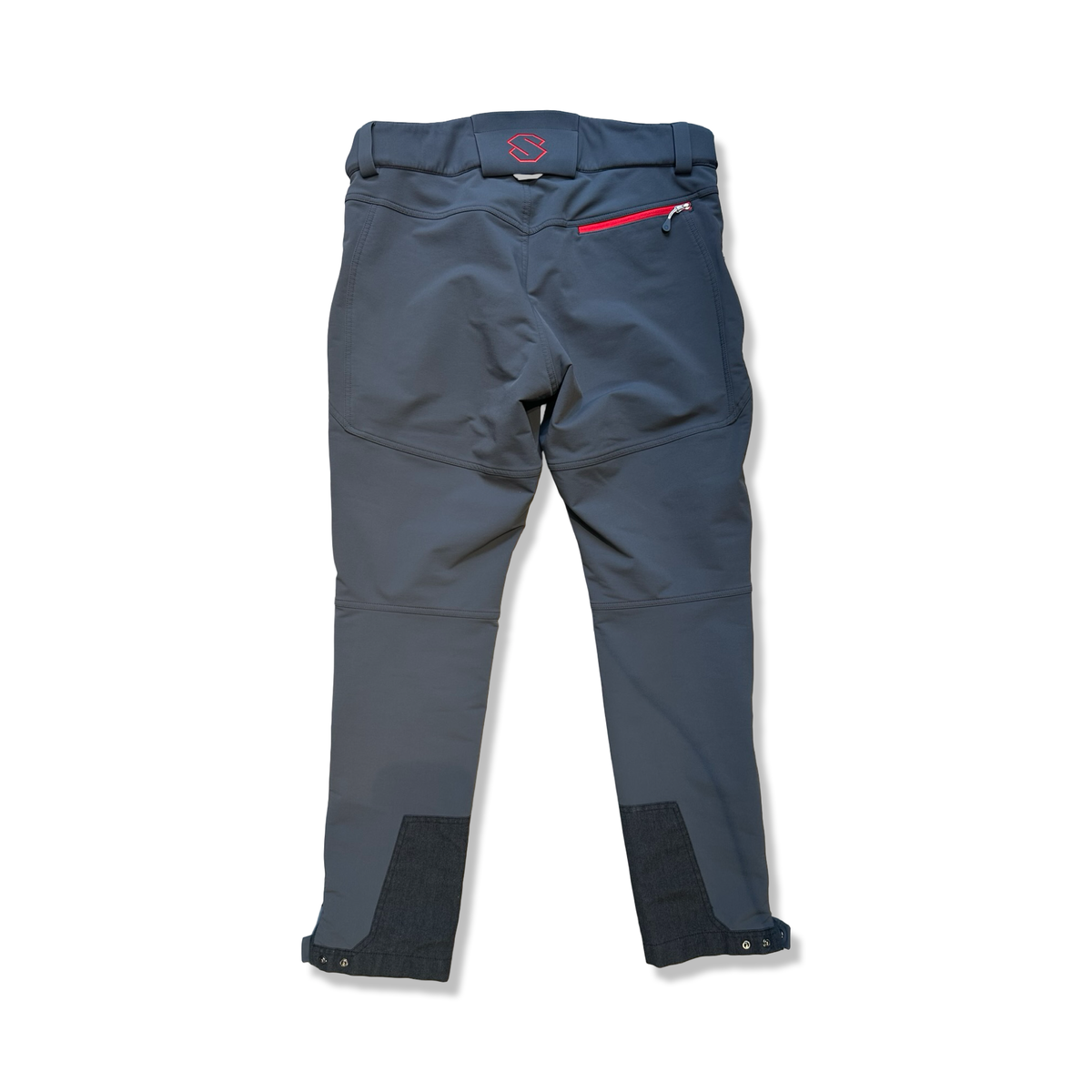 Grey softshell pants from Stellar Equipment for women, back view against a white background.