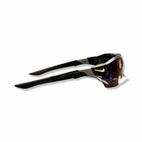 Black and silver Nike Vision SHOW men's sunglasses, photographed from the side against a white background.