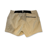 Beige Peak Performance hiking shorts, back view against a white background.