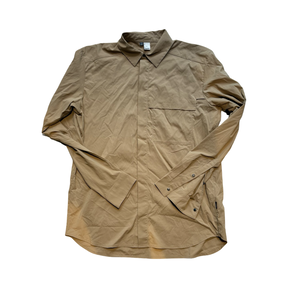 Men's Haglöfs Salo shirt in beige, front view against a white background.