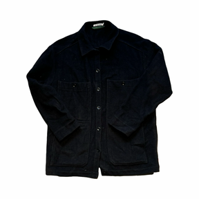 Unisex Aclima Reborn Lumber J functional jacket in black with buttons, front view against a white background.