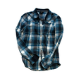 Blue and white checked Elevenate women's shirt with a classic collar, front buttons and long sleeves.