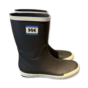 Blue Helly Hansen Nordvik 2 men's rubber boots with a white sole, shown against a white background.
