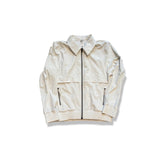 Off-white Lululemon unisex training jacket with a zipper and collar, front view against a white background.