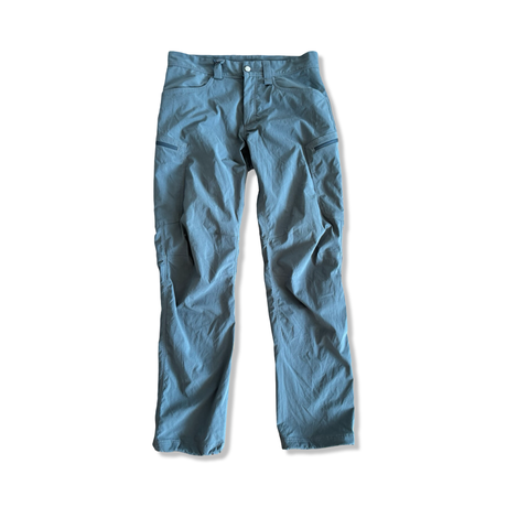 Men's grey Haglöfs Mid Treek hiking pants in size M, front view against a white background.
