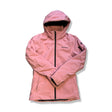 Pink children's Peak Performance Jr Anima Jacket with a hood, front view against a white background.