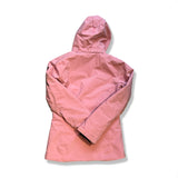 Pink Peak Performance junior ski jacket with a hood, back view against a white background.
