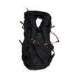 Back view of a black Sandqvist Hike Mountain hiking backpack with brown details against a white background.