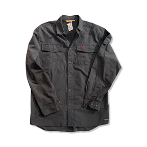Grey Fjällräven men's Sarek trekking shirt with chest pockets, front view against a white background.