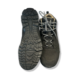 Black Haglöfs Kummel Proof Eco men's winter boots, shown with one sole and one front view against a white background.