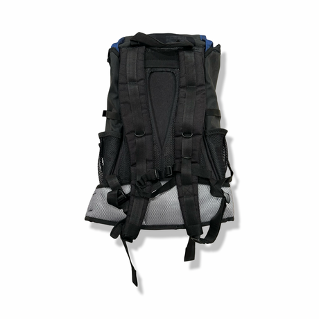 Back view of a blue and black Blackburn HydraPak backpack against a white background.