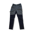 Grå och svarta Haglöfs Rugged Pant funktionsbyxor för barn, fotograferade framifrån mot en vit bakgrund.