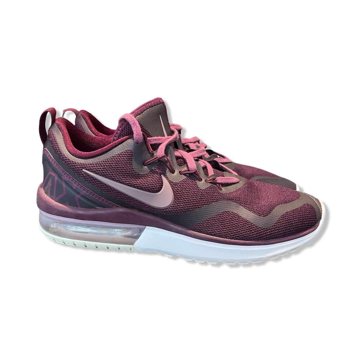 Purple Nike Air Max Fury women's mesh training shoes, side view against a white background.