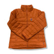 Orange Fjällräven women's Expedition Pack Down Jacket, front view against a white background.
